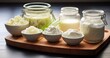Selection of probiotic-rich foods like yogurt, kefir, and sauerkraut