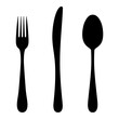Cutlery icon isolated on white background. Spoon, forks, knife. restaurant business concept, vector flat illustration. Kitchen utensils for eating, tableware for restaurant serving.