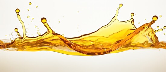 Canvas Print - Splashing air bubbles in cooking oil on a white background