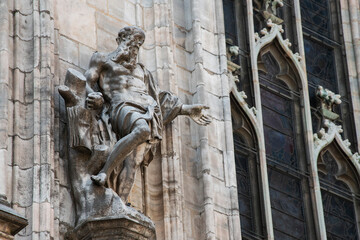 Poster - Detail of the Milan Cathedral, ancient cathedral church in the center of Milan, Italy, Europe