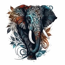 Elephant Tribal Animal Abstract Design Tattoo Symbol