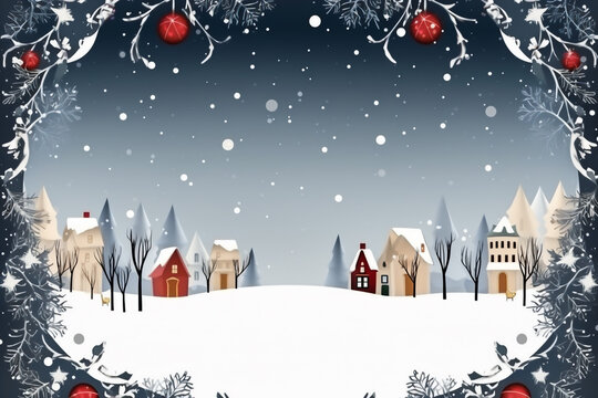 Christmas card template copy space for text. Invitation or greetings card template background