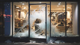 Fototapeta Sport - Broken glass in a store close-up