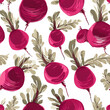 Seamless pattern with leaves and vegetable Beet root. . Kitchen and restaurant design for fabrics, paper