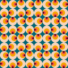 Wall Mural - Retro groove pattern with circles in the style of 70 s