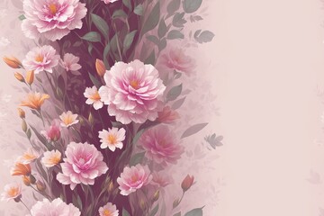 Wall Mural - Seamless flowers pattern painting with trendy colors. Print Design, generative ai