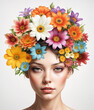 Woman's head with flowers as hair