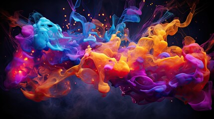 Detonation of chemical substances, Beautiful colored smoke reaction of compounds, Detonations, Generative AI