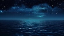 Night Sky Stars Ocean Seascape Gentle Rippling Waves Landscape Illustration