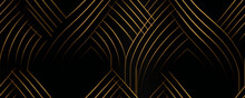 Art. Deco Style Golden Lined Pattern Seamless Background