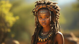 African little girl from wild tribe close up