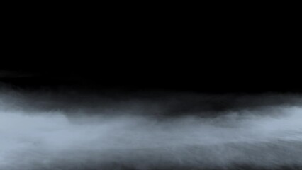 Wall Mural - ground fog creeping across black background 4k loop features thick ground fog creepy along at floor 