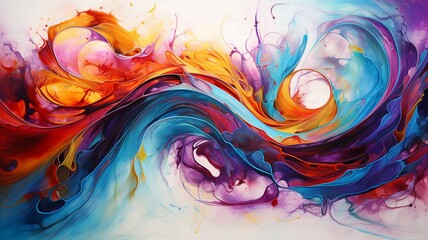 Poster - Bold Acrylic Oil Paint Art, Swirling Colors