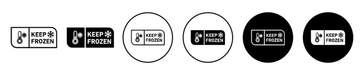 Keep frozen icon. Deep freezer or refrigerator to keep food fresh and freeze symbol set.  Caution or warning banner sticker of keep frozen and cool of product vector sign.