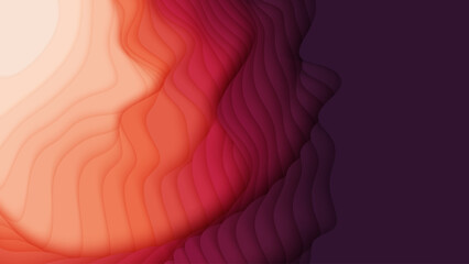 Wall Mural - red to pink paper layers. 3d abstract gradient papercut. colorful origami shape concept