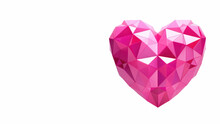 Pink Heart On White Background With Copy Space