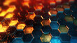 Gritty bokeh fractal hexagons Background, AI Generated