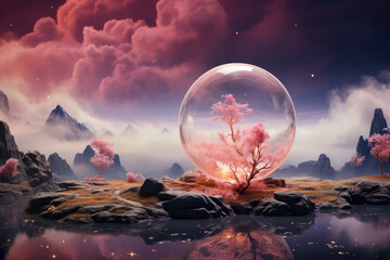 Wall Mural - a surrealistic artwork that blends dreamlike elements and unexpected juxtapositions. generative ai.