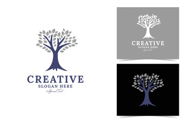 Wall Mural - Creative tree logo vector design, perfect for company logo or branding.