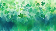 Green Shamrock Clovers Watercolor Style Generative Ai For Banners