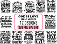 Bible Verse Bundle, God Is Love Bundle, Hand Drawn Vintage Christian Design