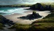 irish beach realistic painting beautiful landscape 16k 