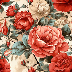 Wall Mural - Seamless pattern Rose flower vintage style , AI generated