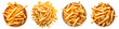 Set of french fries , top view with transparent background