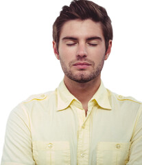 Sticker - Digital png photo of caucasian man with closed eyes on transparent background