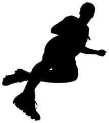 Poster - Digital png silhouette of soccer player lying on transparent background