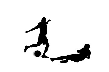 Poster - Digital png illustration of silhouettes of male football players playing on transparent background