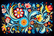 Pattern of folk art of floral ornament design for use a background.