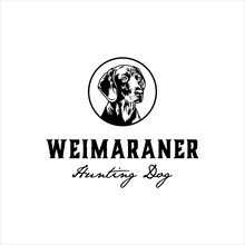 Weimaraner Dog Face In Round Badge With Classic Style Design