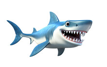 3d Shark Cartoon Fish Isolated On Transparent Background