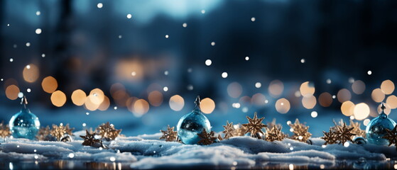 Wall Mural - blurred bokeh light background, christmas and new year holidays background