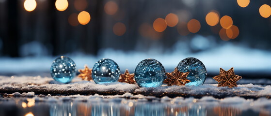 Wall Mural - blurred bokeh light background, christmas and new year holidays background