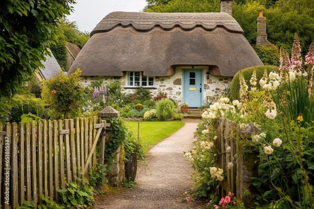 Ai generated A charming country cottage with a thatched roof Stock ...