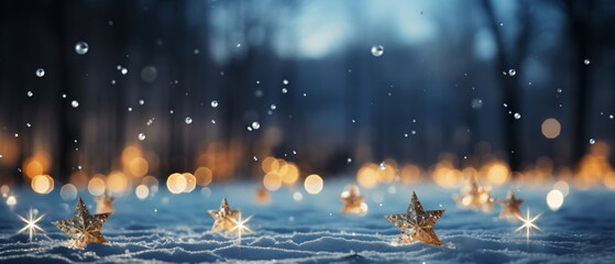 Wall Mural - blurred bokeh light background, christmas and new year holidays background