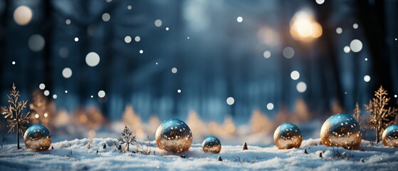 Wall Mural - blurred bokeh light background, christmas and new year holidays background