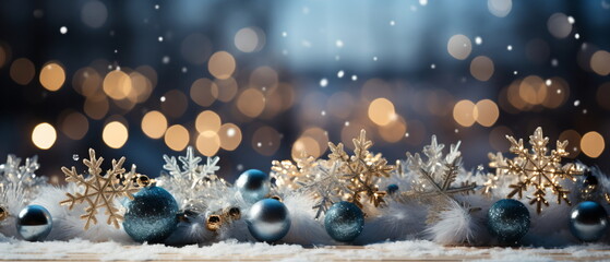 Wall Mural - blurred bokeh light background, christmas and new year holidays background
