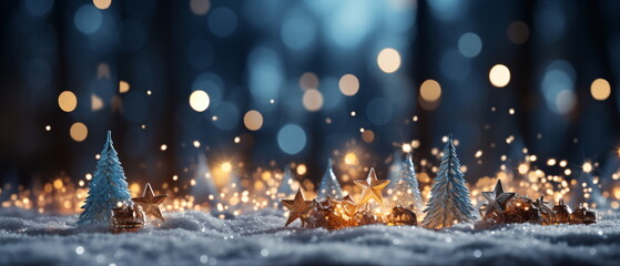 Wall Mural - blurred bokeh light background, christmas and new year holidays background
