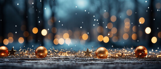 Wall Mural - blurred bokeh light background, christmas and new year holidays background