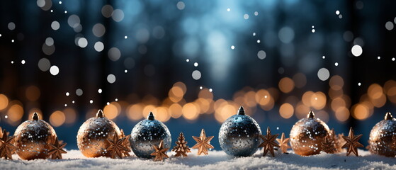 Wall Mural - blurred bokeh light background, christmas and new year holidays background