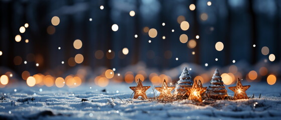 Wall Mural - blurred bokeh light background, christmas and new year holidays background
