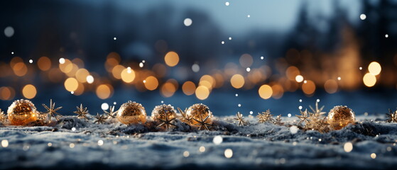 Wall Mural - blurred bokeh light background, christmas and new year holidays background