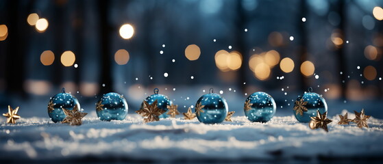 Wall Mural - blurred bokeh light background, christmas and new year holidays background