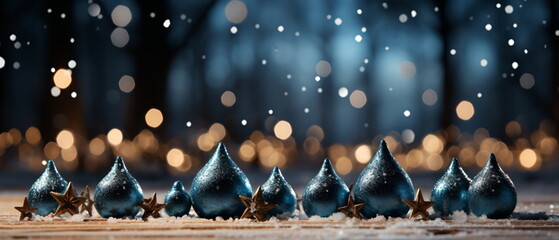 Wall Mural - blurred bokeh light background, christmas and new year holidays background