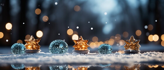 Wall Mural - blurred bokeh light background, christmas and new year holidays background