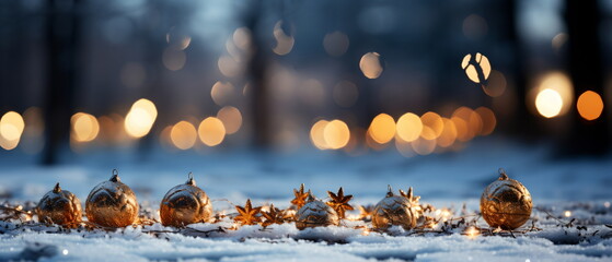 Wall Mural - blurred bokeh light background, christmas and new year holidays background