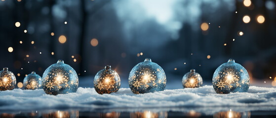 Wall Mural - blurred bokeh light background, christmas and new year holidays background